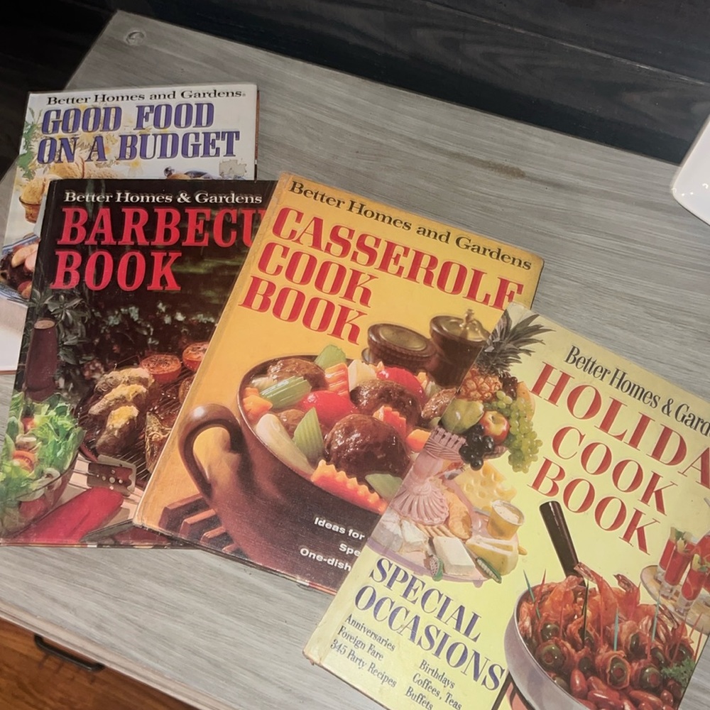 Set of 4 Vintage Betty Crocker cookbooks. Published between 1959 thru 1971.